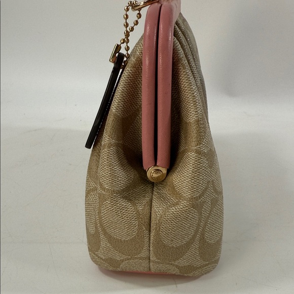 Coach Pink and Tan Crossbody Bag with Gold Chain - Picture 4 of 15